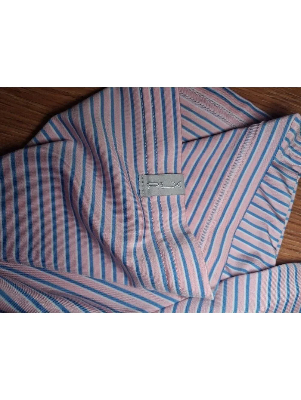 RLX Ralph Lauren Polo Shirt Mens XL Pink Striped Activewear